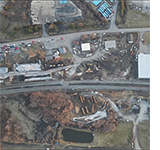 Aerial view of the aftermath of the East Palestine train disaster.