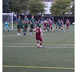CSU men's soccer team attempts to block a goal from Loyola.