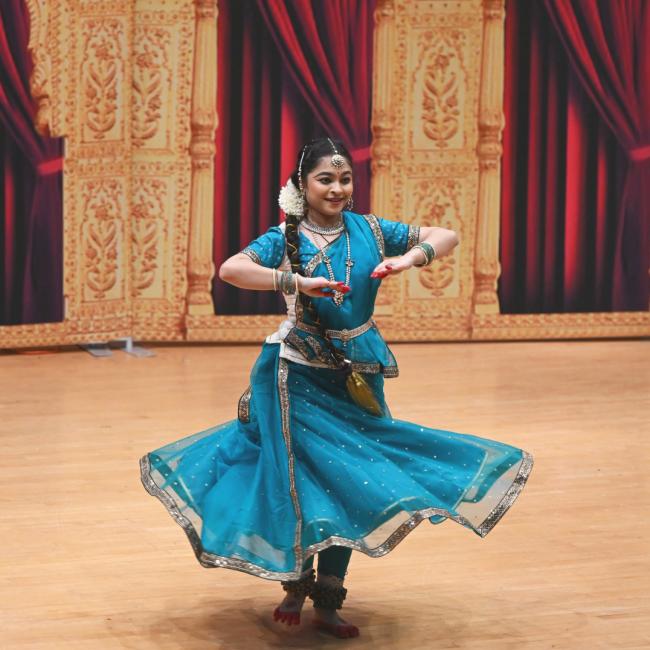 Girl dancing at the 2026 Cleveland Thyagaraja Festival.