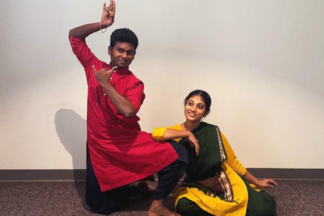 Dancers Shabin Bright, left, and Ubanisha Kannan.