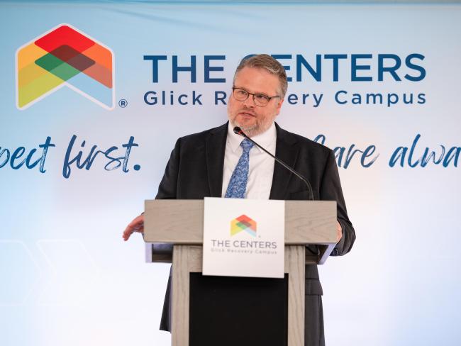 Eric morse speaking at the Glick Recovery Center Opening