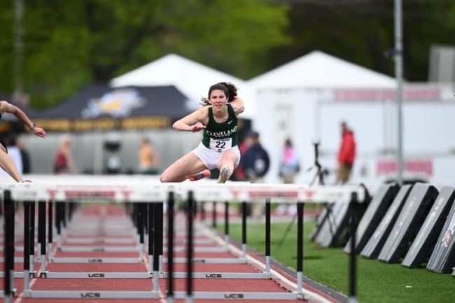 Madison Luthy competes at the Horizon League Championship at Oakland University in Rochester, Michigan, May 9-11, 2025, in the 100-meter hurdles. 