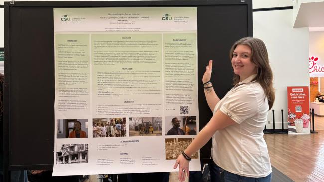 Bella DePasquale presenting her internship project in the CSU Student Center Atrium on Sept. 17, 2026. (credit: Morgan Alten)