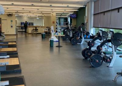 Cleveland State’s Rec Center uses social distancing and sanitation stations to help keep a safe environment to work out.