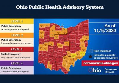 Ohio public health advisory system coronavirus alert map