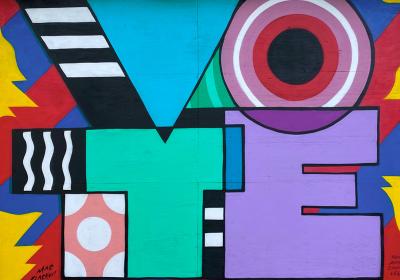 VOTE mural by Chicago artist Mac Blackout.