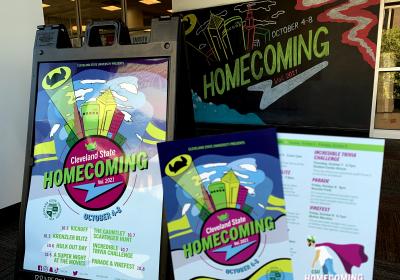 marketing materials for Homecoming Week events