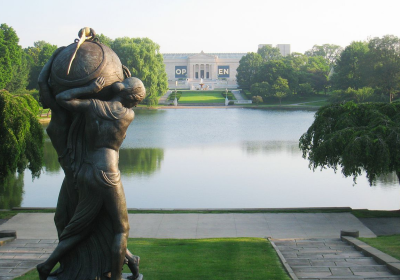 The Cleveland Museum of Art sits across Wade Lagoon