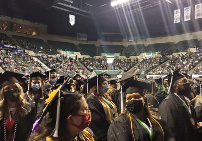 Students at CSU's fall 2021 commencement ceremony.