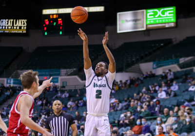 Yahel Hill #2 shoots a 3-pointer for Cleveland State (Credit: CSU Athletic Department)