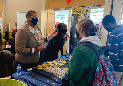 Students met with employers in the Student Center Atrium and Glasscock Family Ballroom, Wednesday, March 2, 2021.