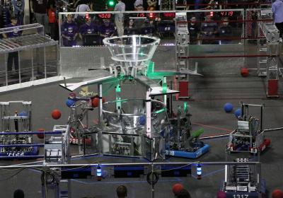 High school teams competing at the Wolstein Center at a first Robotics event, March 24-26, 2022.