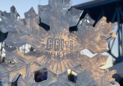 The Brite Winter logo sat proudly on a hand-carved ice sculpture at the freezing Feb. 25 festival in Cleveland, Ohio.