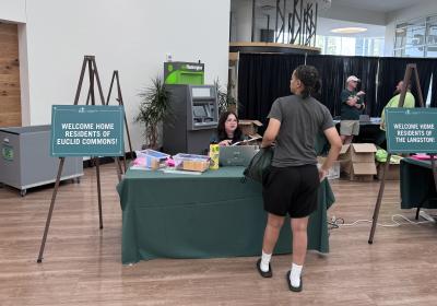 Students check-in for move-in day.