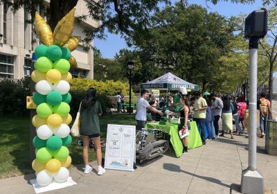 Members of student organizations recruit incoming and current Vikings at information tables stretching down Euclid Ave., Aug. 24, 2024. 