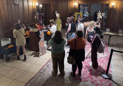 CSU students wait to be checked in at "Scooby Doo"'s Mather Mansion Mystery 