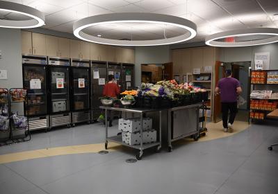 Pantry assistants stock and clean the pantry before students arrive for the annual CSU Lift Up Vikes! food drive. 