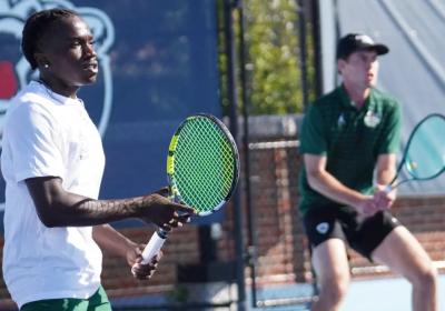 Lincoln Battle, left, and Carl Gedlitschka, CSU men's tennis