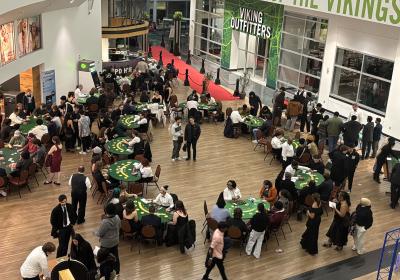 A wide shot of the first floor of CABsino in the CSU Student Center Atrium