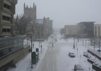 Outside Berkman Hall at Cleveland State University on Thursday, Jan. 15, 2026.