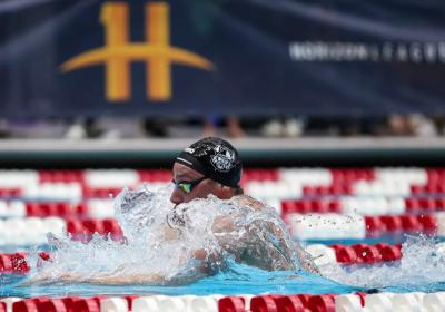 CSU swimmer at the 2026 Horizon League Championships.