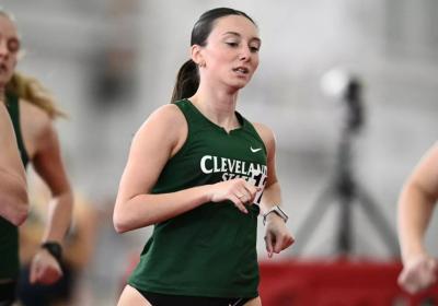 Deena Ingrassia helped Cleveland State set a school record of 12:06.83 in the 400-meter distance relay at the Jud Logan Light Giver Open in Ashland, Ohio, Feb. 6, 2026.