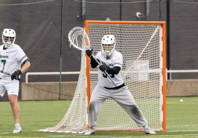Justin Dalum's heroics in front of the net set up Cleveland State's come-from-behind win against visiting Wagner, Saturday, April 4, 2026.