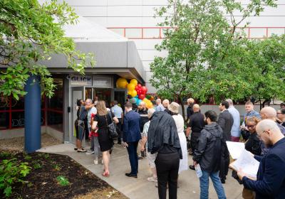 People attend the ribbon cutting ceremony at the Glick Recovery Campus, Sept. 4, 2026.