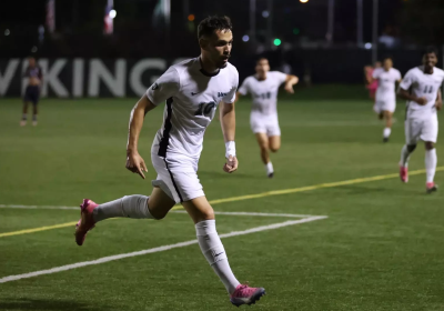 Djorde Petrovic (10) scored twice in Cleveland State’s 2-0 win over Detroit Mercy at home, Sept. 12, 2026.