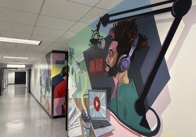 Mural outside of the communications computer lab