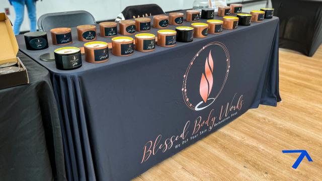 Blessed Body Works featured candles with a variety of scents, including “Wine Down” and “Rich Auntie.”