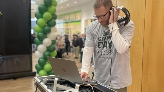 Event organizer John Templeman spent most of his time manning the DJ booth to keep the crowd energized and excited while donating. 