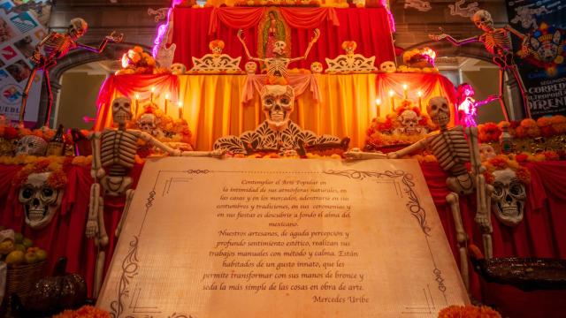 A traditional Ofrenda, where families pay tribute to their deceased loved ones.