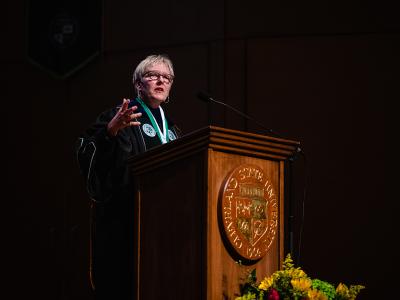 President Bloomberg giving her Investiture Address.